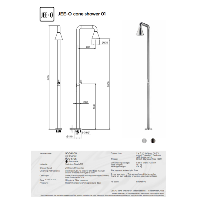 JEE-O buitendouche Cone 01