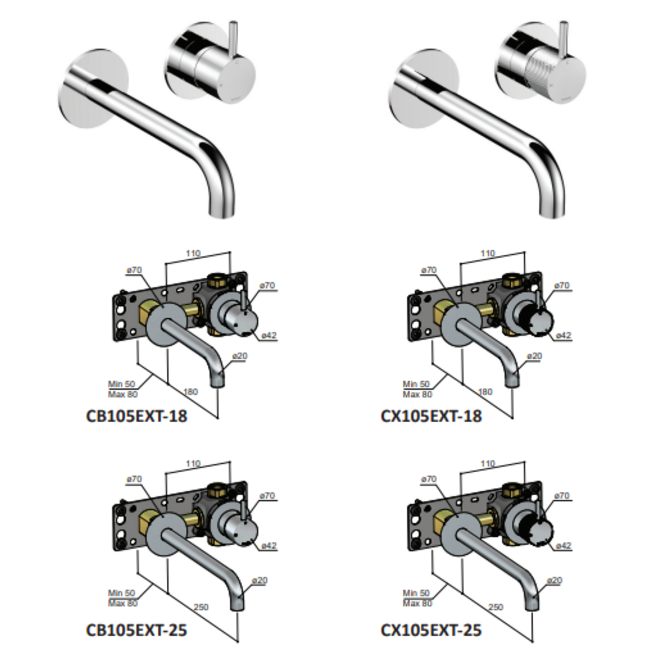 Hotbath Cobber CB105 inbouw wastafelkraan in 2 PVD kleuren