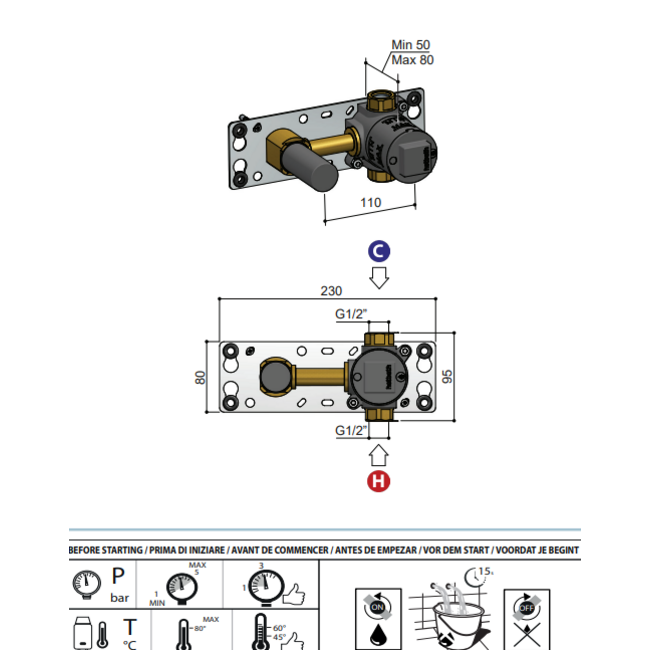 Hotbath Cobber CB105 inbouw wastafelkraan in 2 PVD kleuren