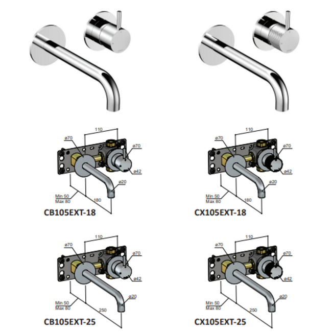 Hotbath Cobber CB105 inbouw wastafelkraan in 4 kleuren