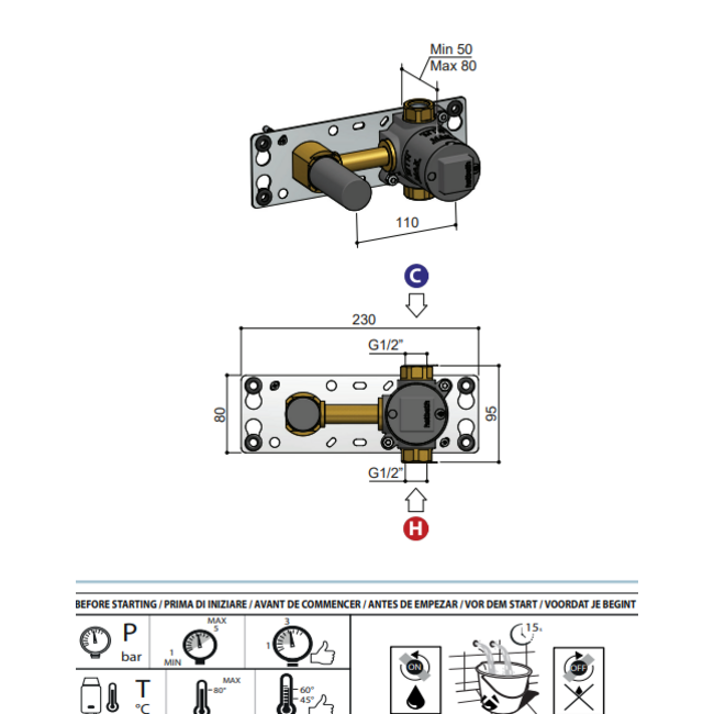 Hotbath Cobber CB105 inbouw wastafelkraan in 4 kleuren