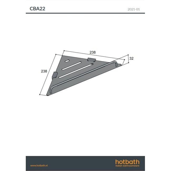 Hotbath &More BAA22 hoek planchet PVD kleuren