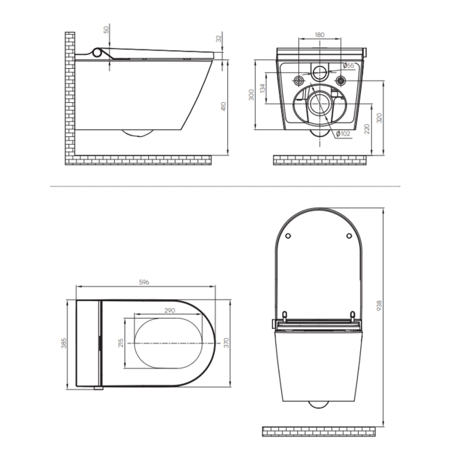 Alberi Corda Sense douchewc CycloneFlush 60x39 cm
