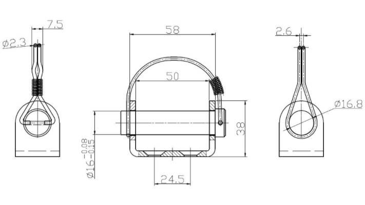 Opschroefbare scharnierhouder + Borgpen voor achterbord scharnier