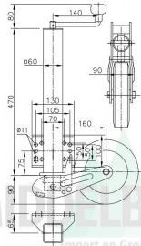 Opklapbaar Neuswiel VIERKANT 60mm (grote bevestigingsplaat)