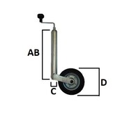 Neuswiel Caravan Plus Alko, rond diameter 48 mm, extra lang, kunststof velg met kunststof wiel met rubberprofiel.