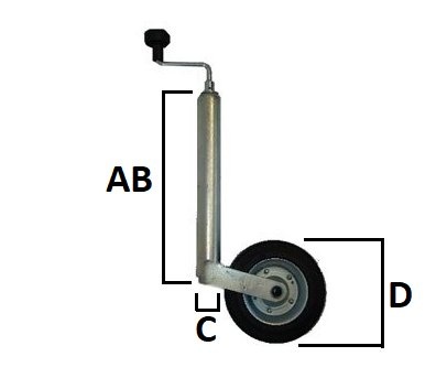 Neuswiel Plus Alko , rond diameter 48 mm, extra lang, stalen velg met luchtband ( 260 x 85)