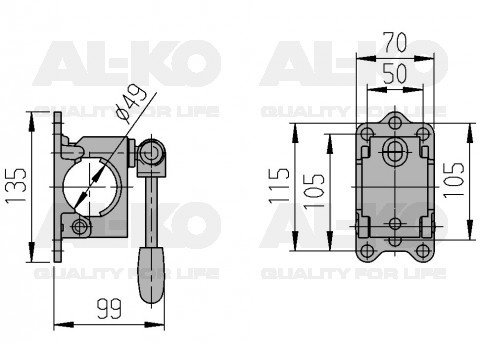 300 kg neuswiel klem Alko 48mm