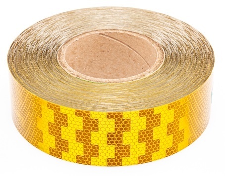 50 meter reflecterende tape voor harde ondergrond - oranje/geel