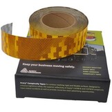 50 meter reflecterende tape voor harde ondergrond - oranje/geel