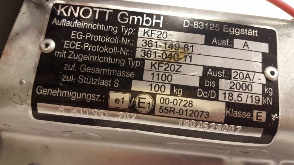 Complete Knott Oplooprem KF20 (2000 kg) V-dissel met neuswiel console