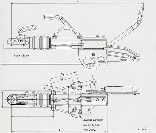 Oplooprem KFG35 (3500 kg) V-dissel met konsole voor neuswiel