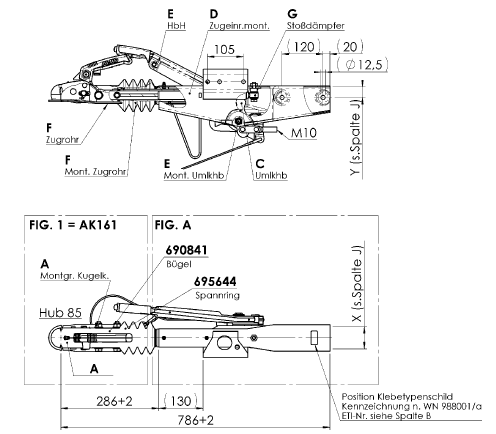 Oplooprem 90S/3-R4 (1000kg) Vierkant 60mm