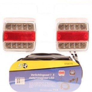 LED verlichtingsset op magneten met 7,5 meter hoofdkabel - 7 polig - ideaal voor bootrailers
