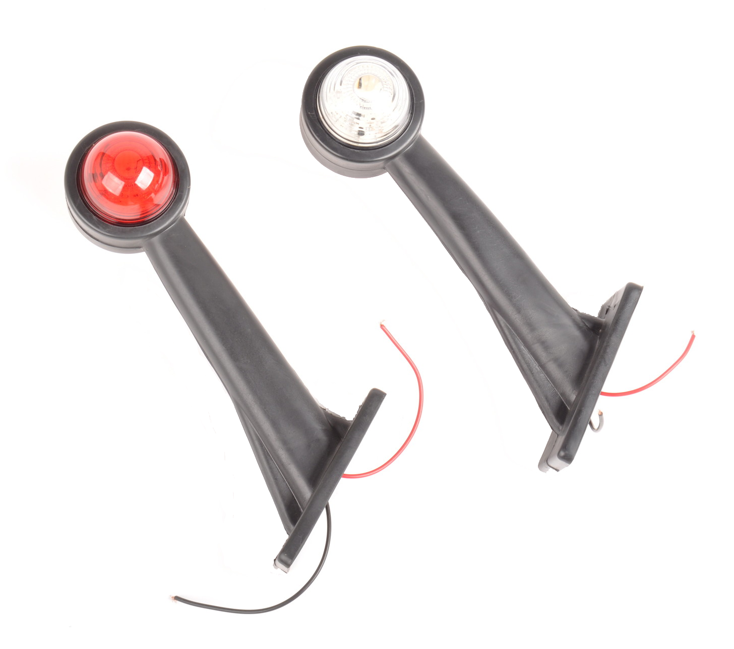 Basic Breedtelicht Rood/Wit licht 16 cm lang in schuine hoek - 2 stuks - links en rechts