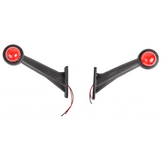 Basic Breedtelicht Rood/Wit licht 16 cm lang in schuine hoek - 2 stuks - links en rechts