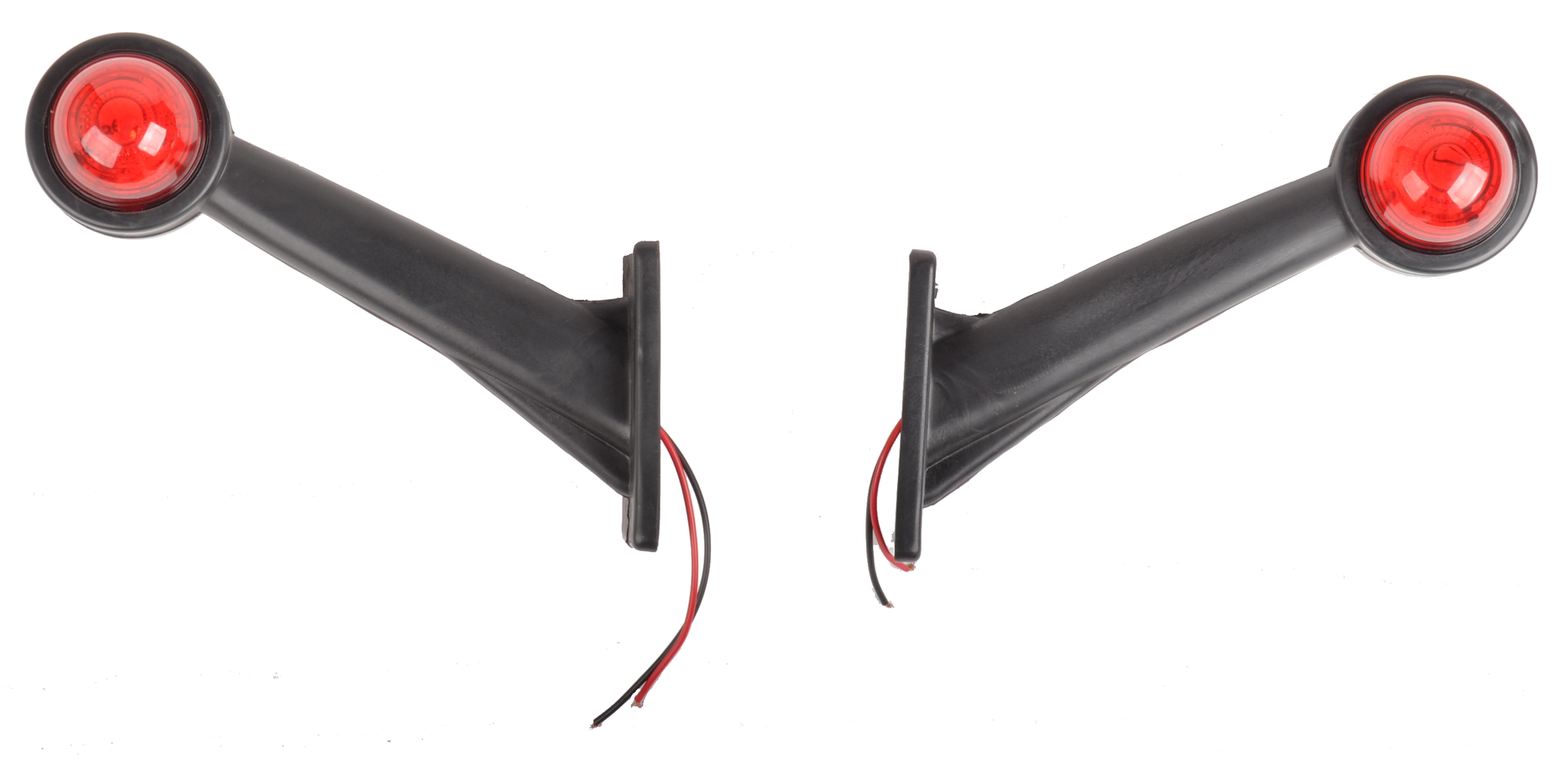 Basic Breedtelicht Rood/Wit licht 16 cm lang in schuine hoek - 2 stuks - links en rechts