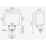 Mistlamp - Aspock Fogpoint op verstelbare houder - 117(85)x75x55 mm