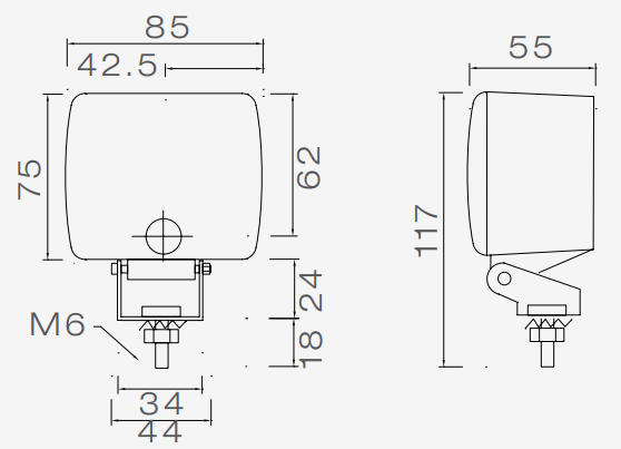 Mistlamp - Aspock Fogpoint op verstelbare houder - 117(85)x75x55 mm