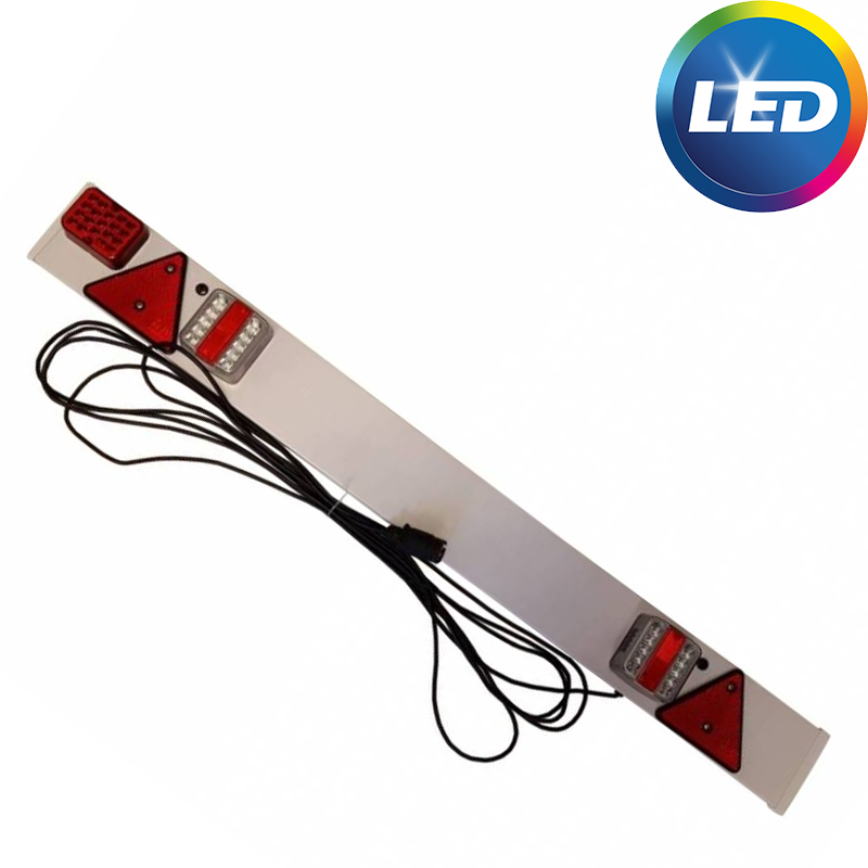 Complete kunststof lichtbalk voor aanhangers en trailers - 137 cm breed- 7 polig - 9 meter kabel