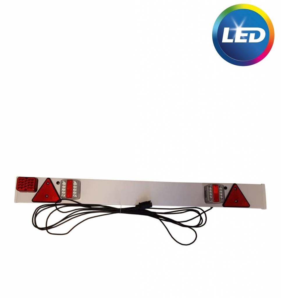 Complete kunststof lichtbalk voor aanhangers en trailers - 137 cm breed- 7 polig - 9 meter kabel