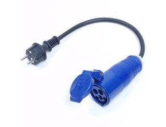 Verloopstekker camping/boot blauwe contra stekker.