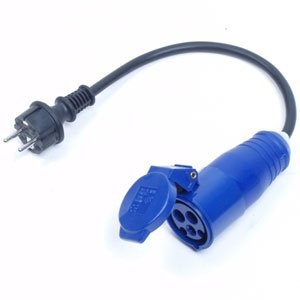 Verloopstekker camping/boot blauwe contra stekker.