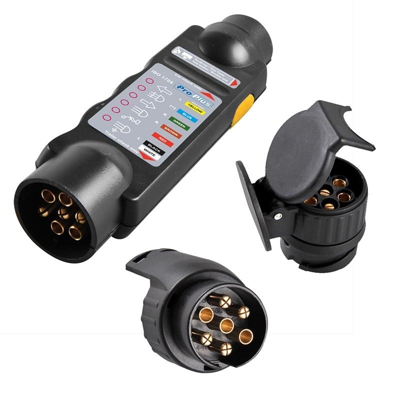 Stekker Tester 7 polig 12 Volt met 2 adapters