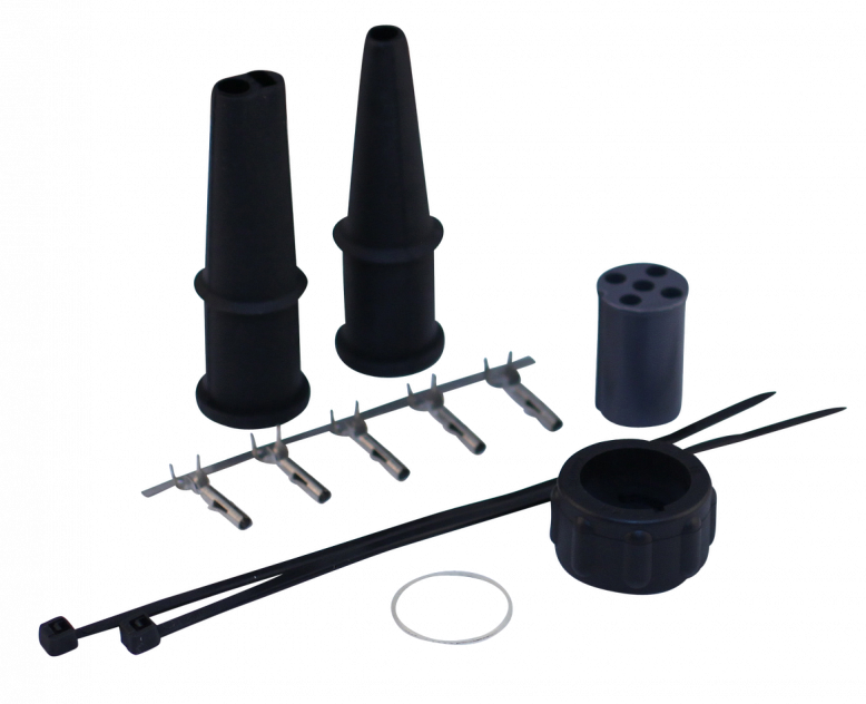 Aspock connector links - 5 pins/aderig - grijs/ geel