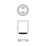 Set van 2 lampjes, Bol Bajonet 15D 12V 21/5 W ( Achterlicht/Remlicht combi)