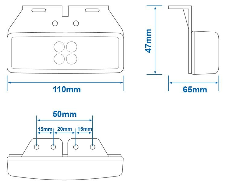 Zijmarkeringslamp - oranje/gele markeringslamp - losse draad aansluiting - LED
