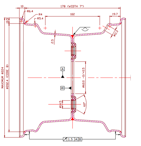 Compleet 8 inch wiel - 18.5x8.50-8 band + velg - opel steek: 4x100 - 6PR - 425 kg - 60 mm naafdiameter