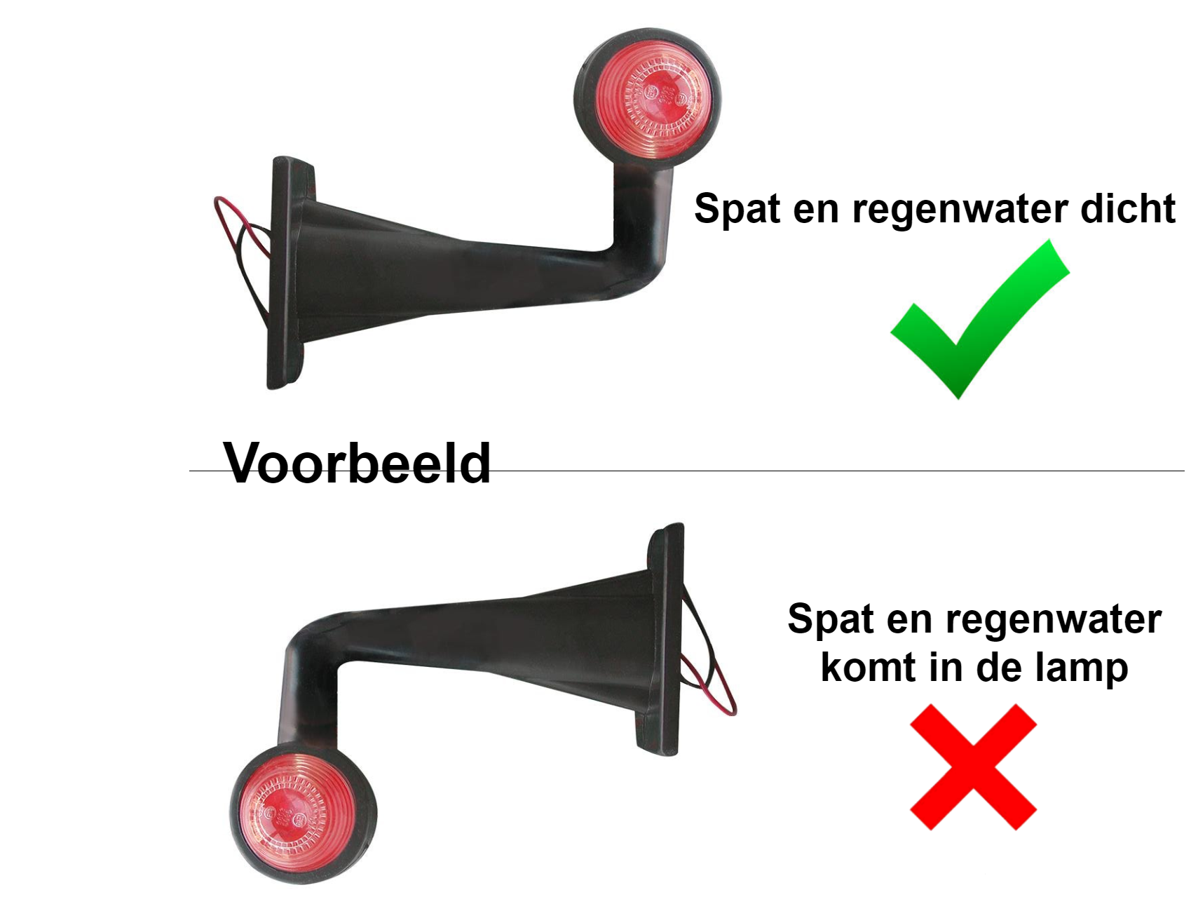 Breedtelicht Rood/wit Haakse hoek