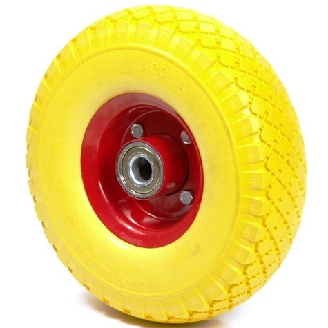 3.00-4 steekwagenwiel - massief/anti-lek band en stalen velg - 100 kg maximale belasting - 20 mm asgat/naafdiameter - inclusief kogellager