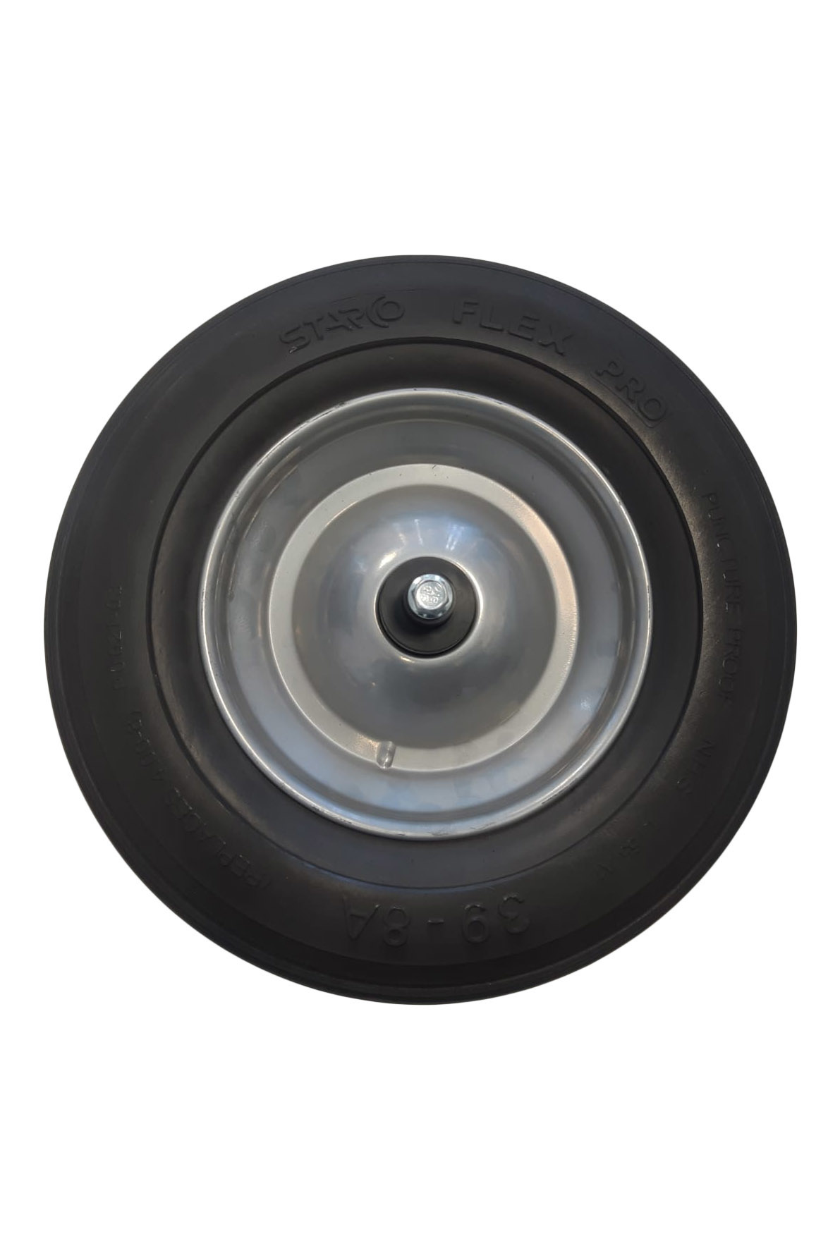 4.00-8 premium kruiwagenwiel - massief/anti-lek band en stalen velg - 150 kg maximale belasting - 20 mm asgat/naafdiameter - inclusief kogellager, as en afstandhouders