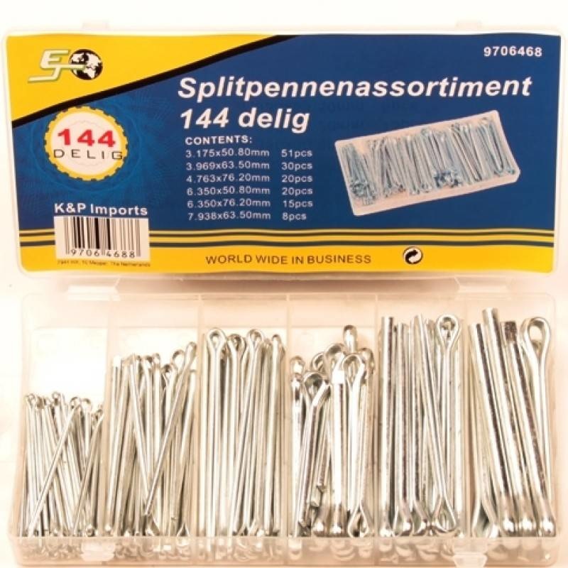 Assortiment splitpennen 144-delig