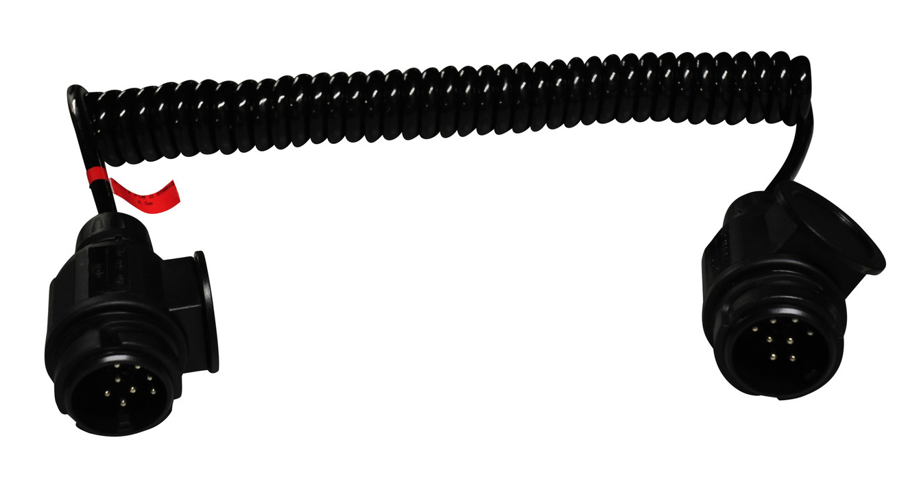 Verloop spiraalkabel 8 aderig met 2x 13-polige stekker - 90 tot 250 cm