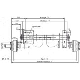 Geremde torsie as - 750 kg - padmaat 1250 mm - flensmaat 1620 mm - 4 gats