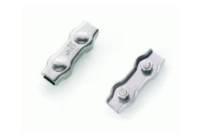 Duplex klem van RVS voor staaldraad (6mm)