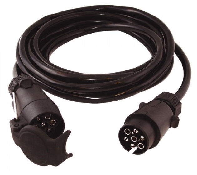 Verlengkabel 7 aderig met 1x 7-polige stekker & 1x 7-polige contrastekker - 500 cm