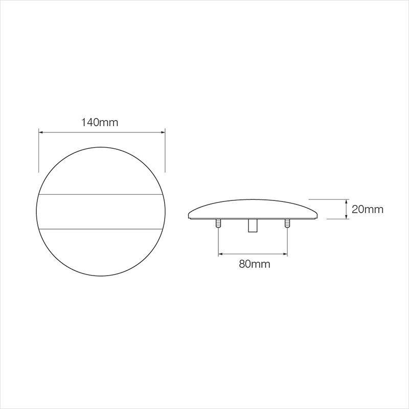 Achterlicht LED rond 140x20 mm