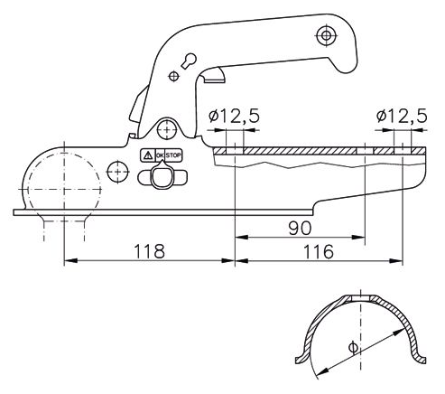 Winterhoff EM150-RG - rond 70 mm - 1500 kg - geremde koppeling