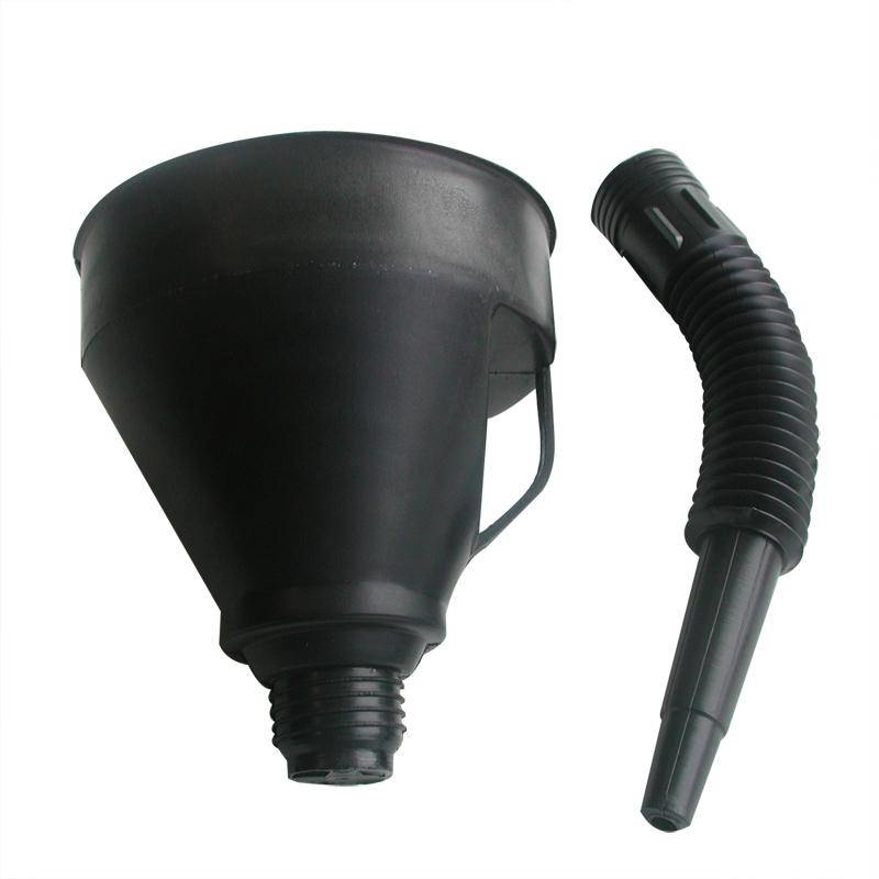 Trechter met flexibele tuit en geïntegreerd filter