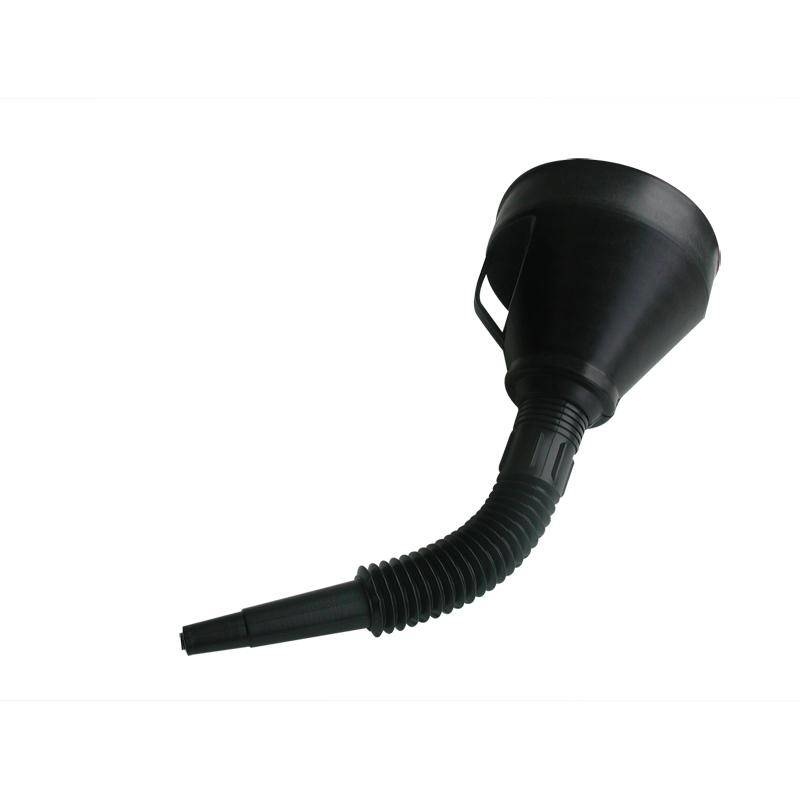 Trechter met flexibele tuit en geïntegreerd filter