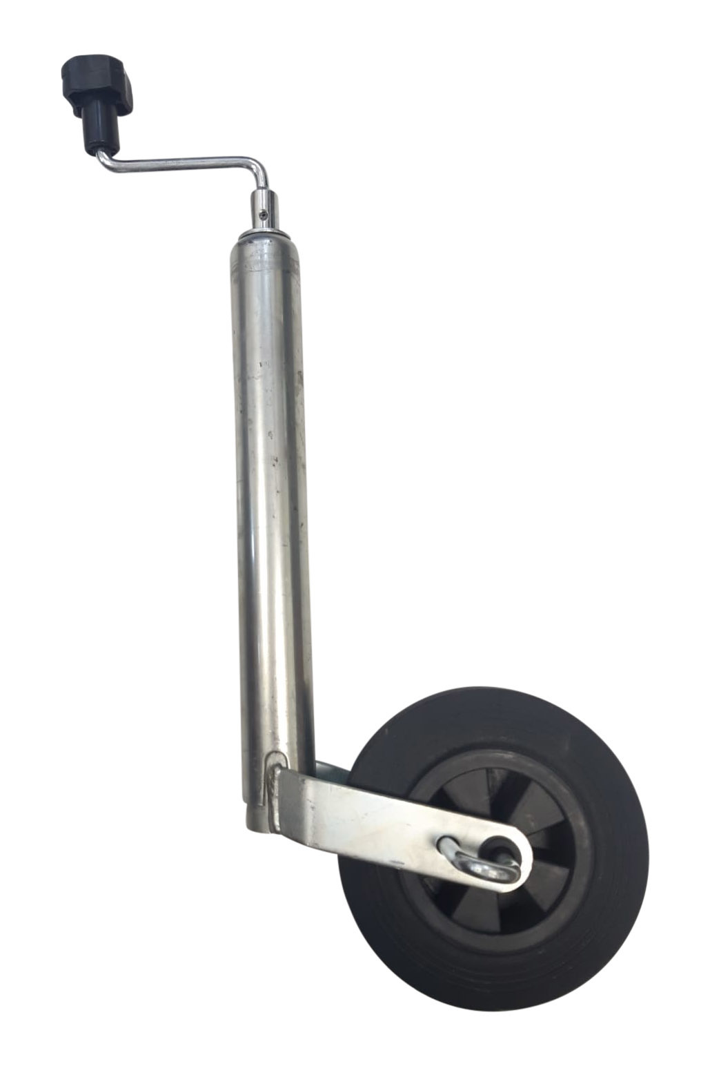 Neuswiel met handrem blokkade rond diameter 48 mm met rubberband en kunststof velg