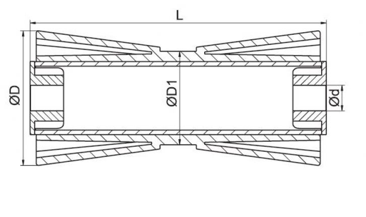 133x58,5 mm kielrol blauw 17 mm naafdiameter