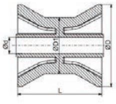 188x68 mm kielrol zwart 21 mm naafdiameter