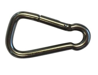 Karabijnhaak haaks RVS 60x6 mm - 7 mm oog