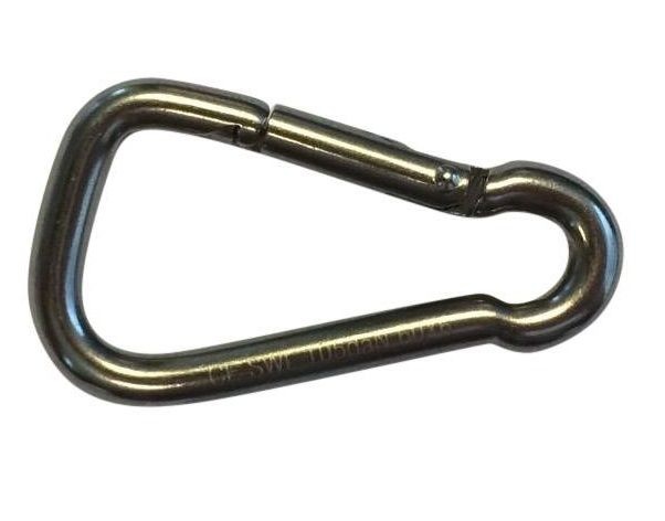 Karabijnhaak haaks RVS 60x6 mm - 7 mm oogdiameter