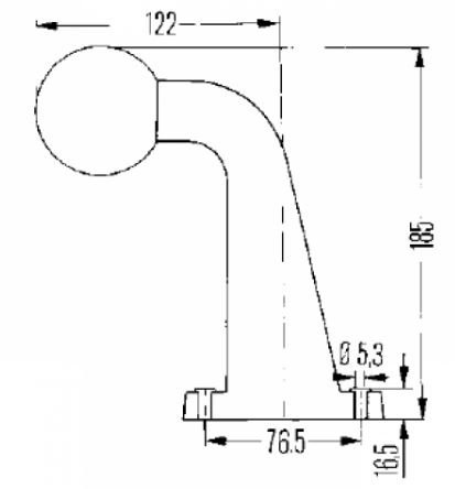 Hella Breedtelichten Rood/Wit haaks rubber ( 18,5 cm)